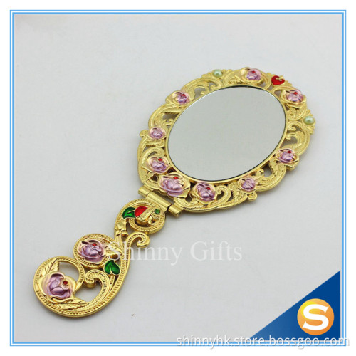 Fashion luxury vintage flower makeup mirror vanity mirror magic mirror handle mirror